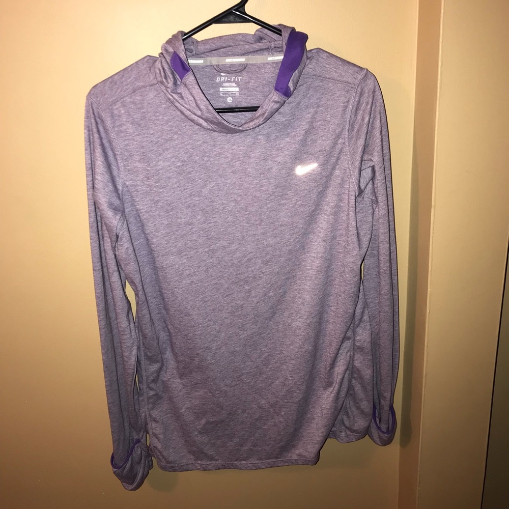 Purple Dri-Fit Nike running pullover.